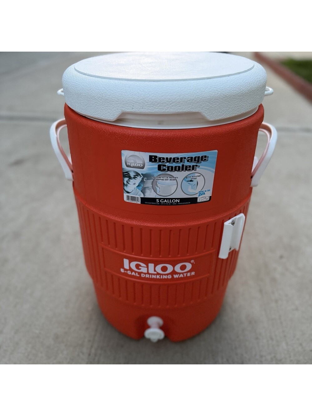 Igloo 5 Gallon Beverage Cooler Water Jug Dispenser Orange w/ Lid Insulated - Picture 4 of 13